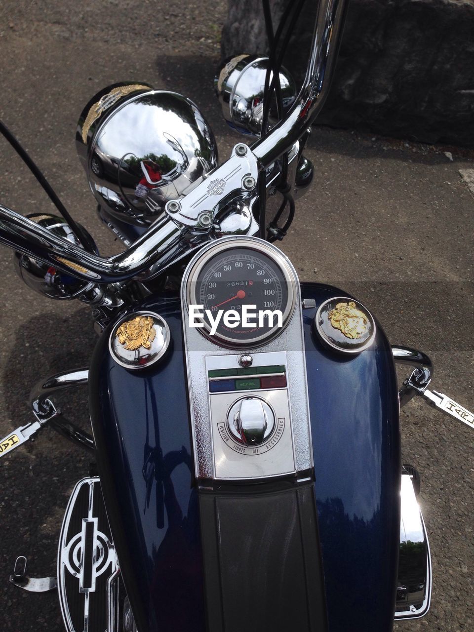 Close-up of a cropped motorcycle