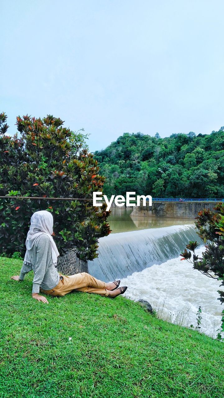 Woman relaxing outdoors