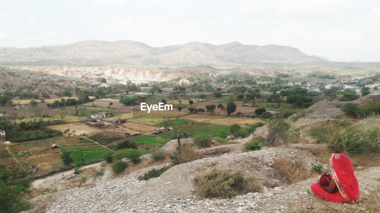 High angle view of landscape against sky