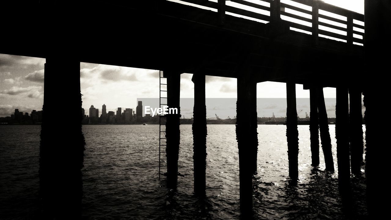 View of jetty in water