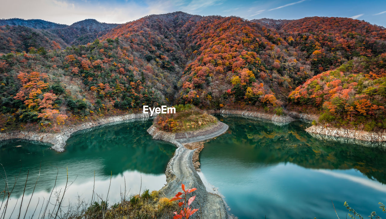 Scenic view of lake during autumn