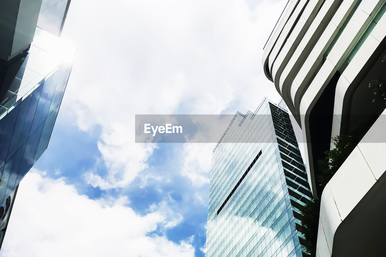 Low angle view of modern building against sky