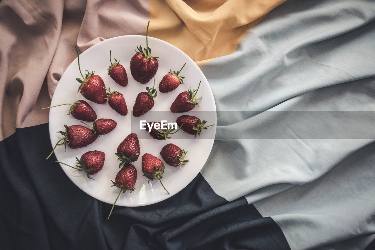 High angle view of breakfast on table