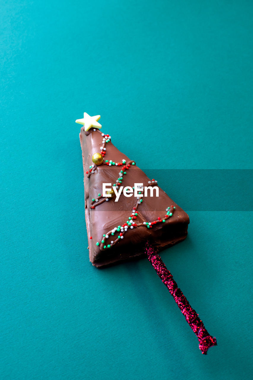 Christmas tree shaped chocolate cakes on stick
