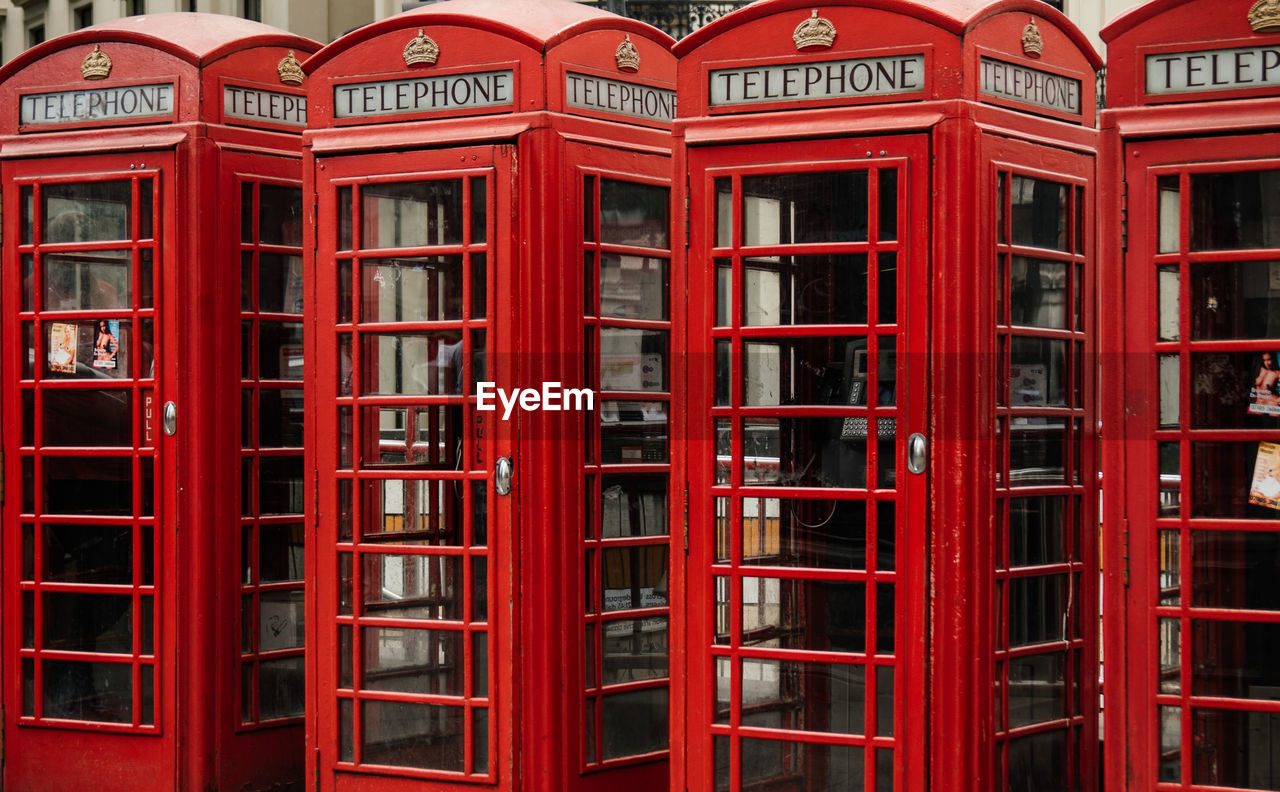 Full frame shot of telephone booths