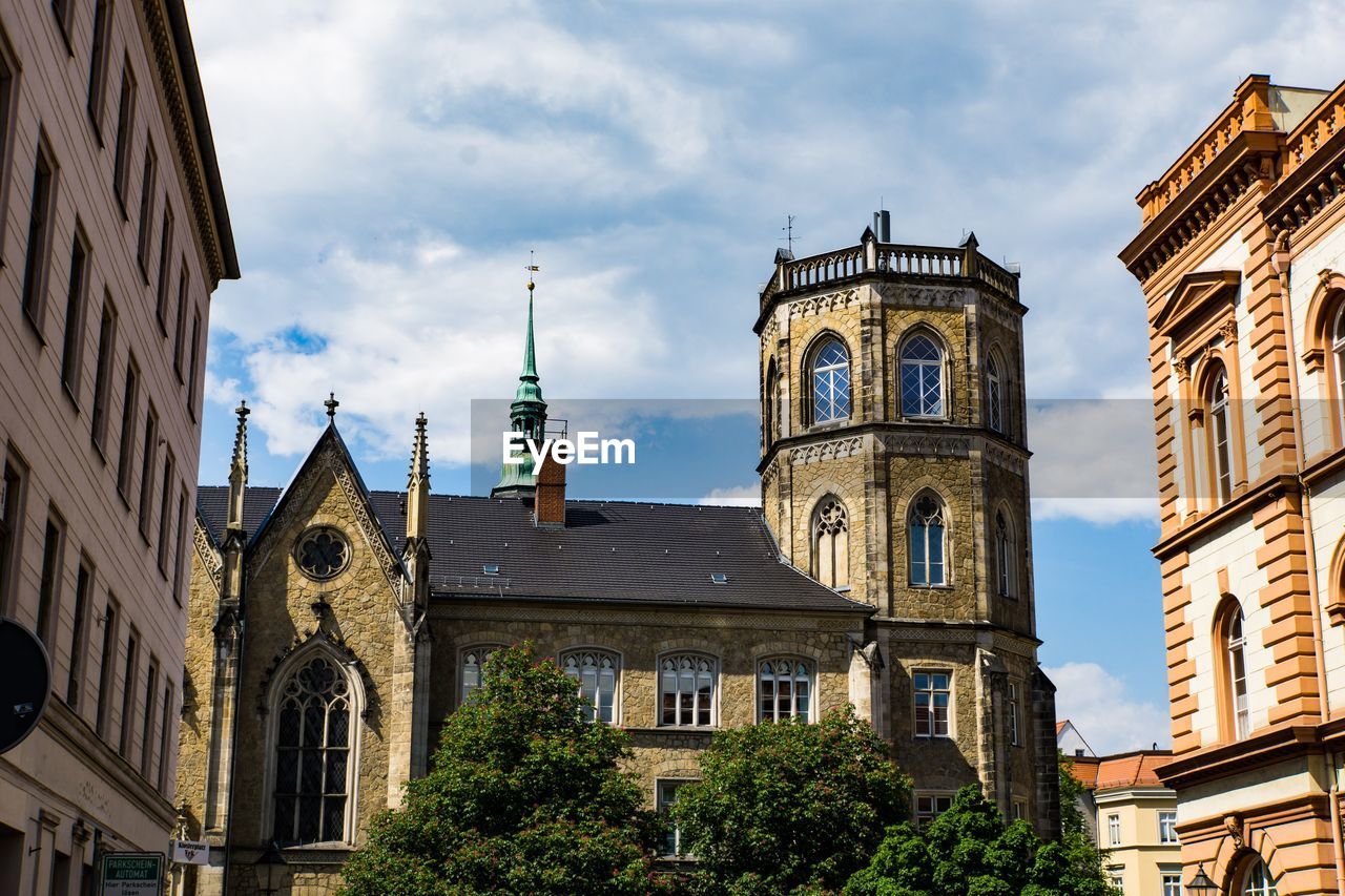 Low angle view of buildings against sky