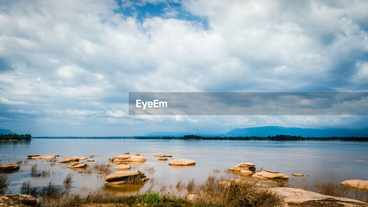 Scenic view of lake against sky