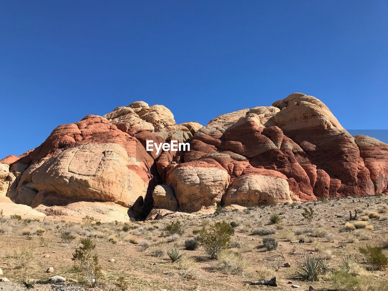 Low angle view of rock formations in desert