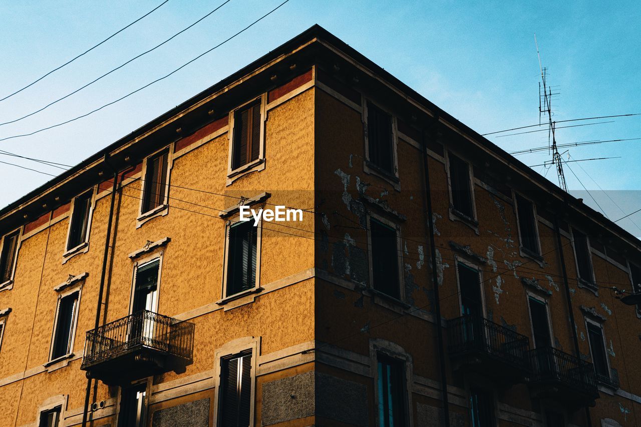 Low angle view of building against clear sky