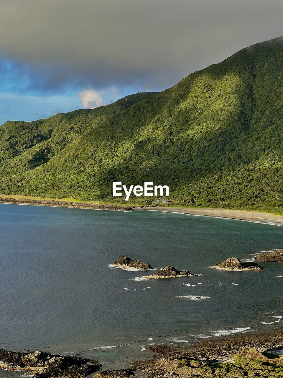Coastline and mountain view in lanyu, orchid island, taiwan