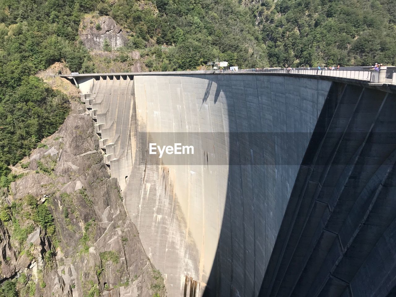 High angle view of dam by river