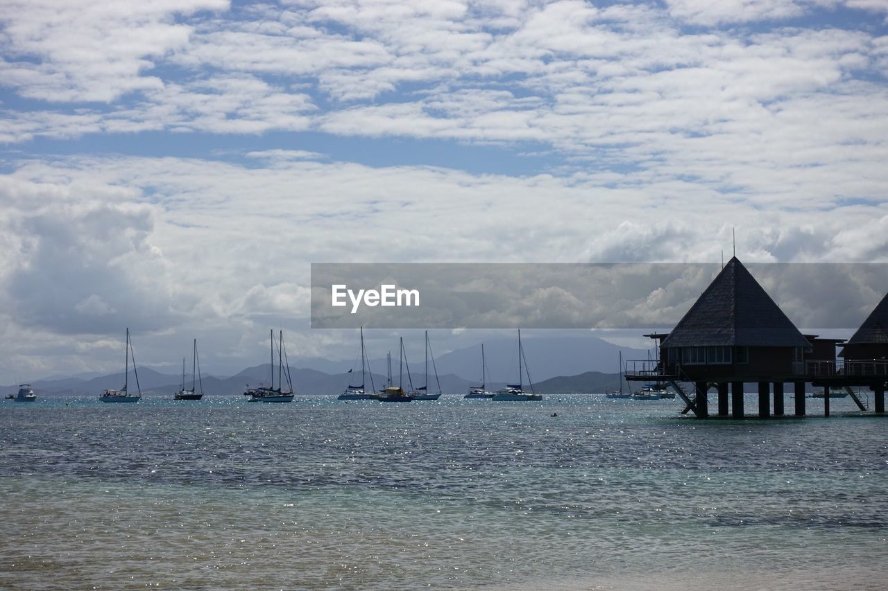 SAILBOATS IN SEA AGAINST SKY