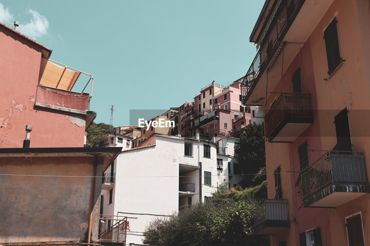 Low angle view of residential buildings against sky