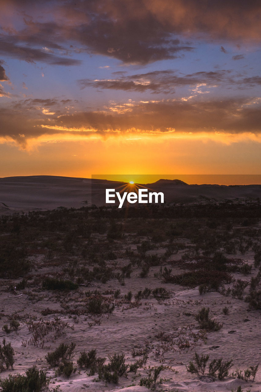 Scenic view of landscape against sky during sunset