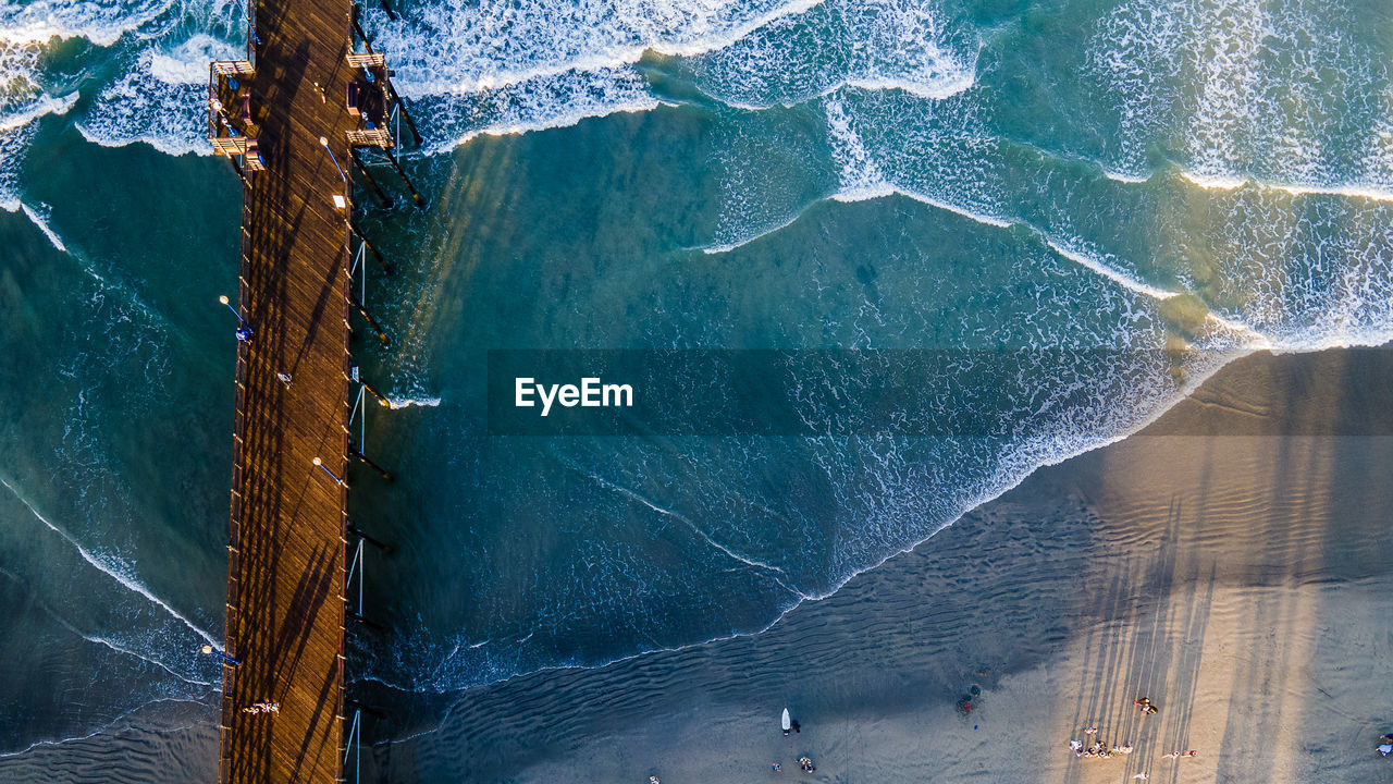 High angle view of ocean.