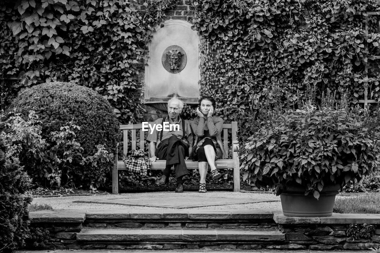 BOY ON PLANTS BY TREE