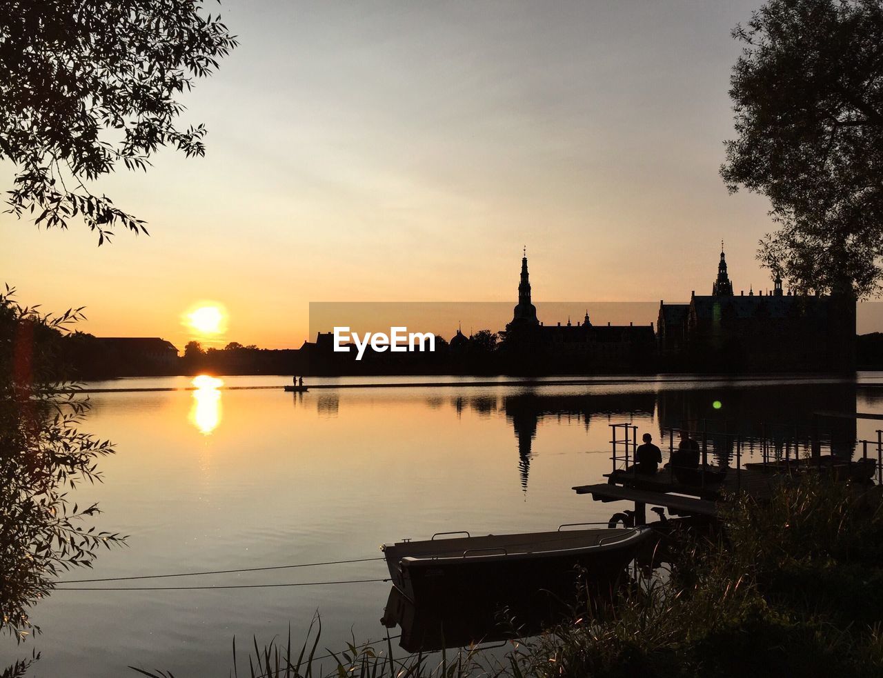 Silhouette of buildings at sunset