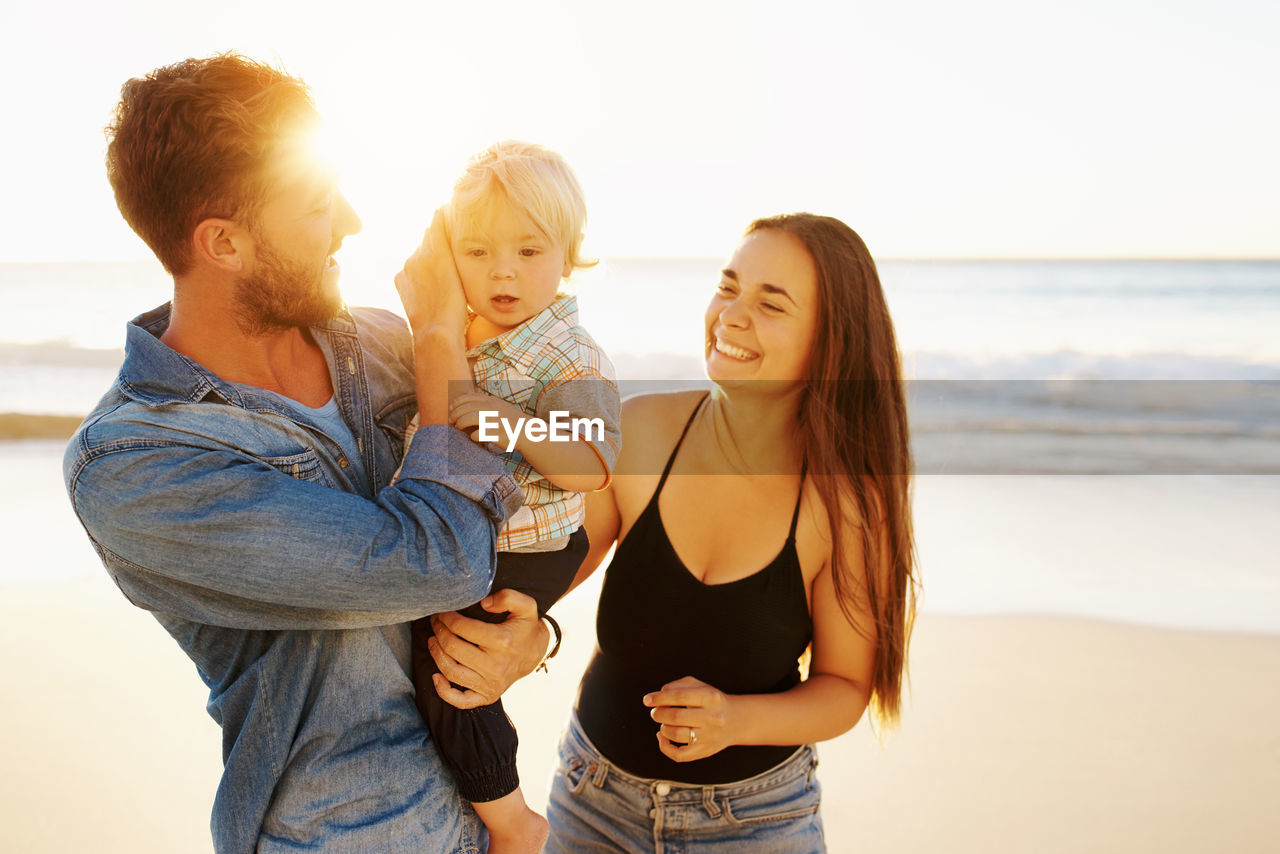 Family enjoying at beach