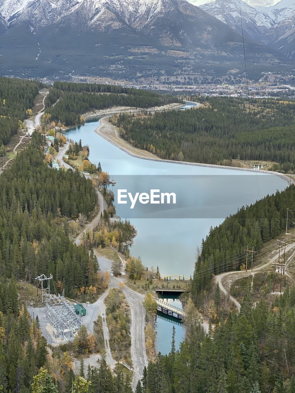 Scenic view of lake by mountain