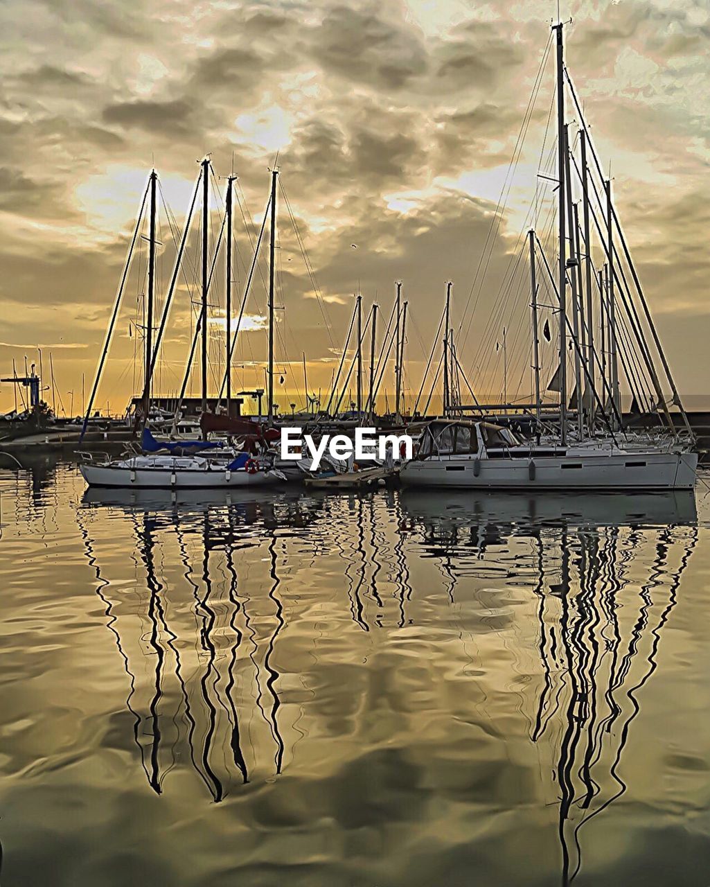 BOATS MOORED IN SEA