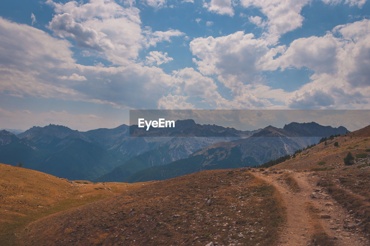 Scenic view of mountains against sky