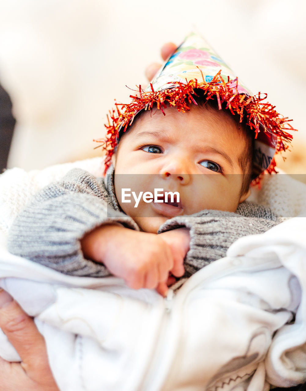 Close-up of baby at home