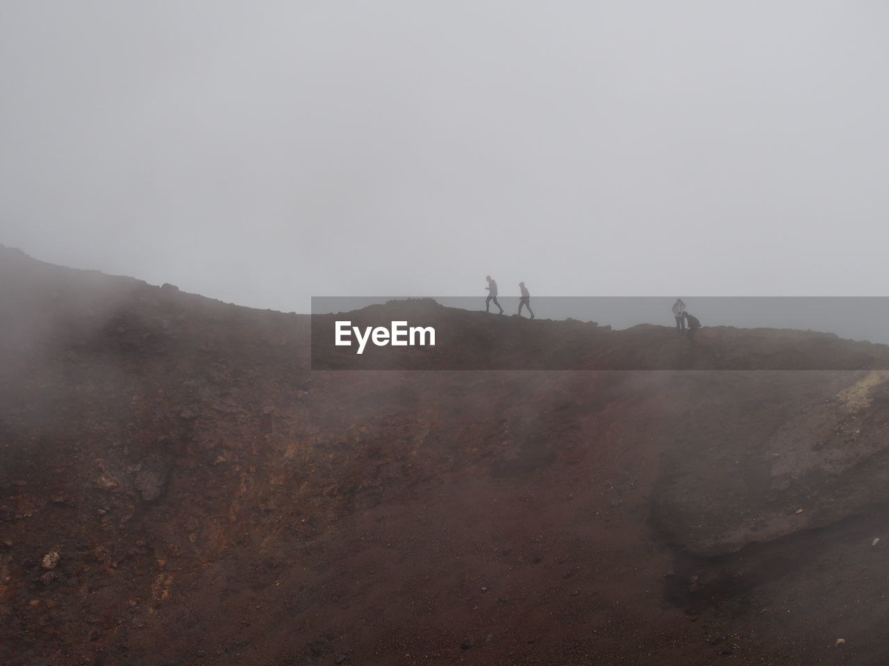 View of people on volcano
