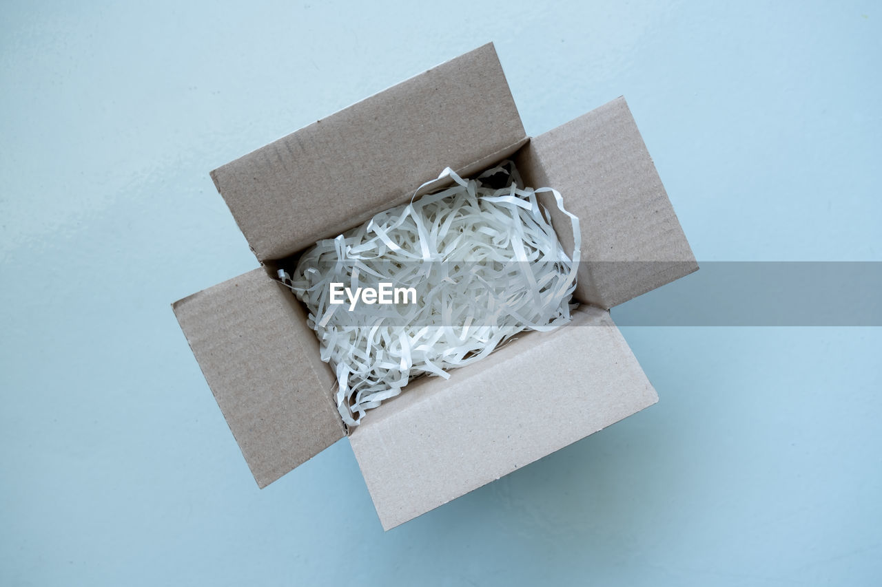 High angle view of paper flag on white background