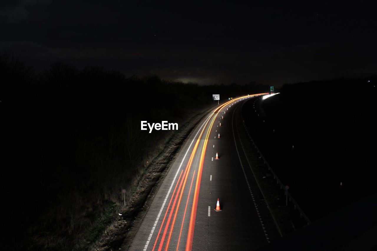 Light trails on highway at night