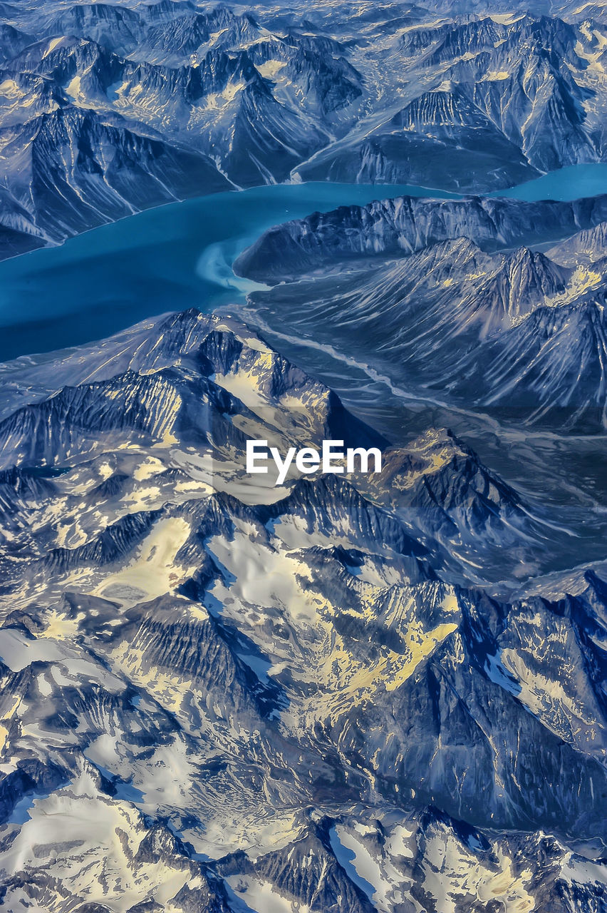 Aerial view of snowcapped mountains