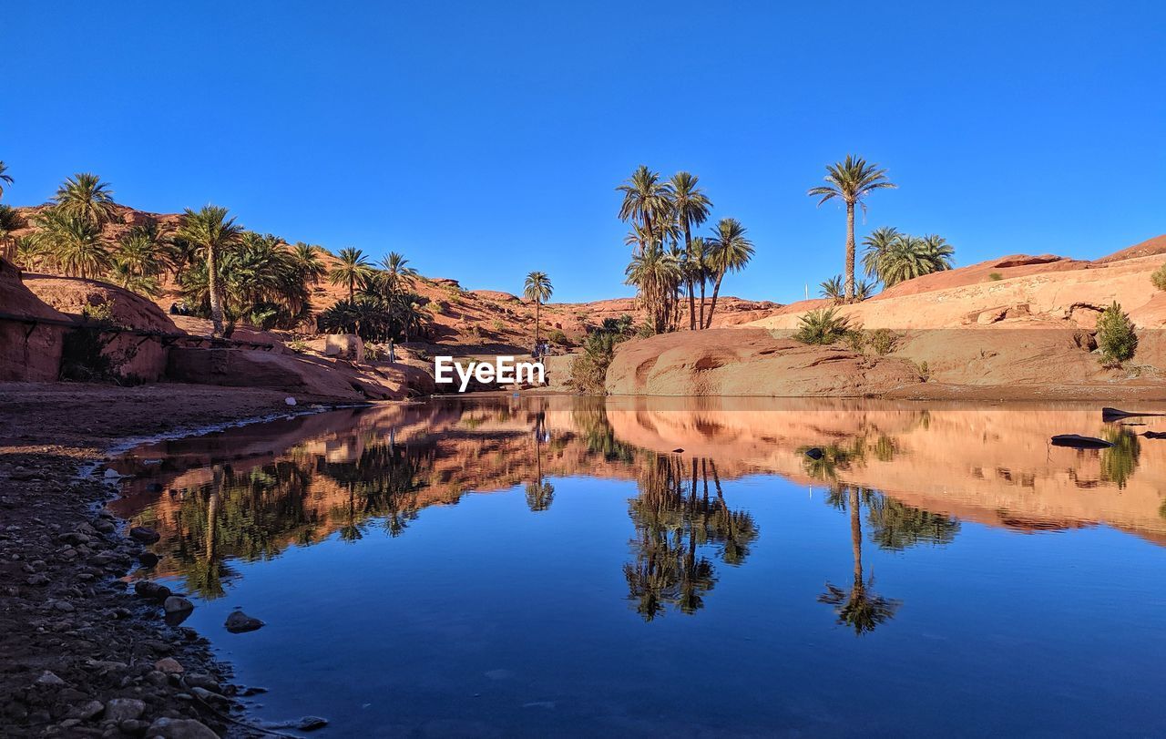 SCENIC VIEW OF LAKE AGAINST BLUE SKY