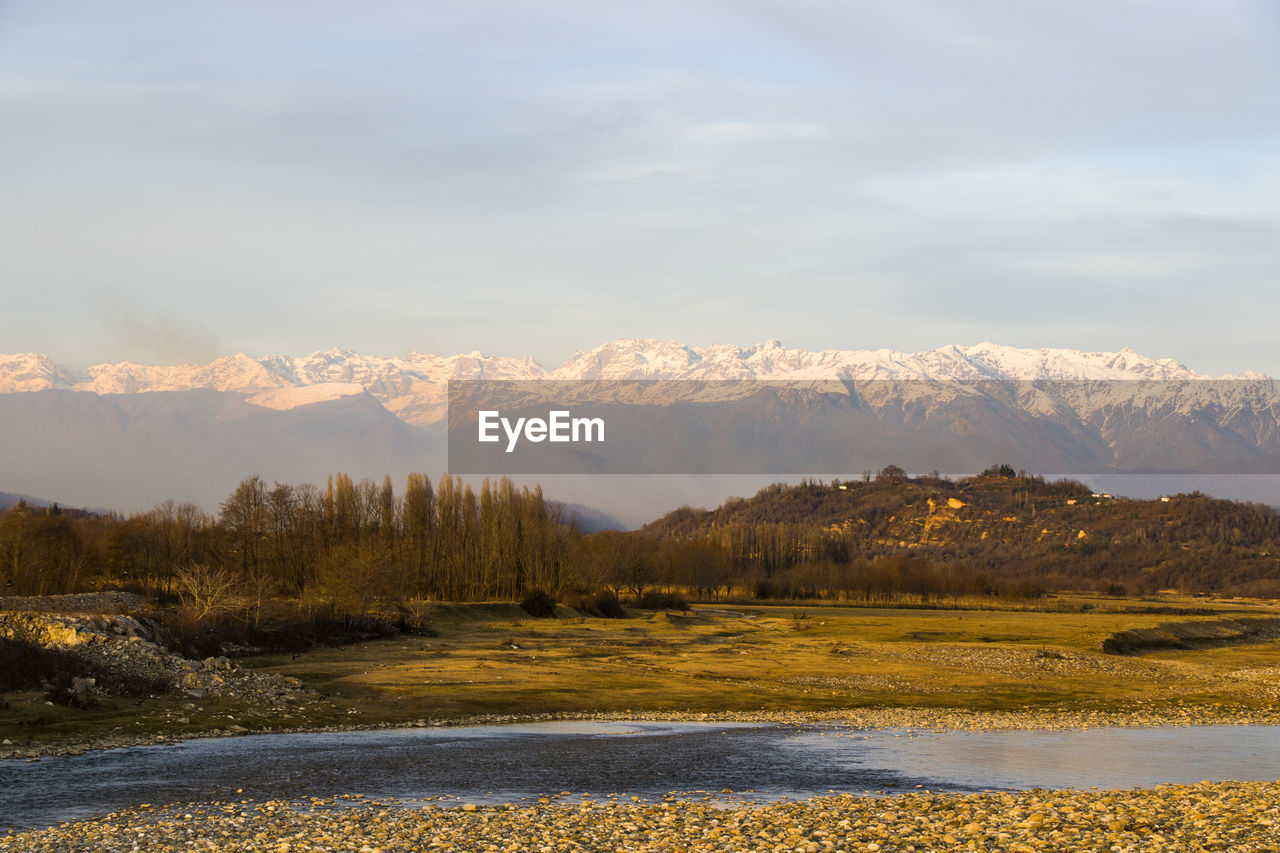 River landscape and view, daylight and outdoor, nature background in georgia