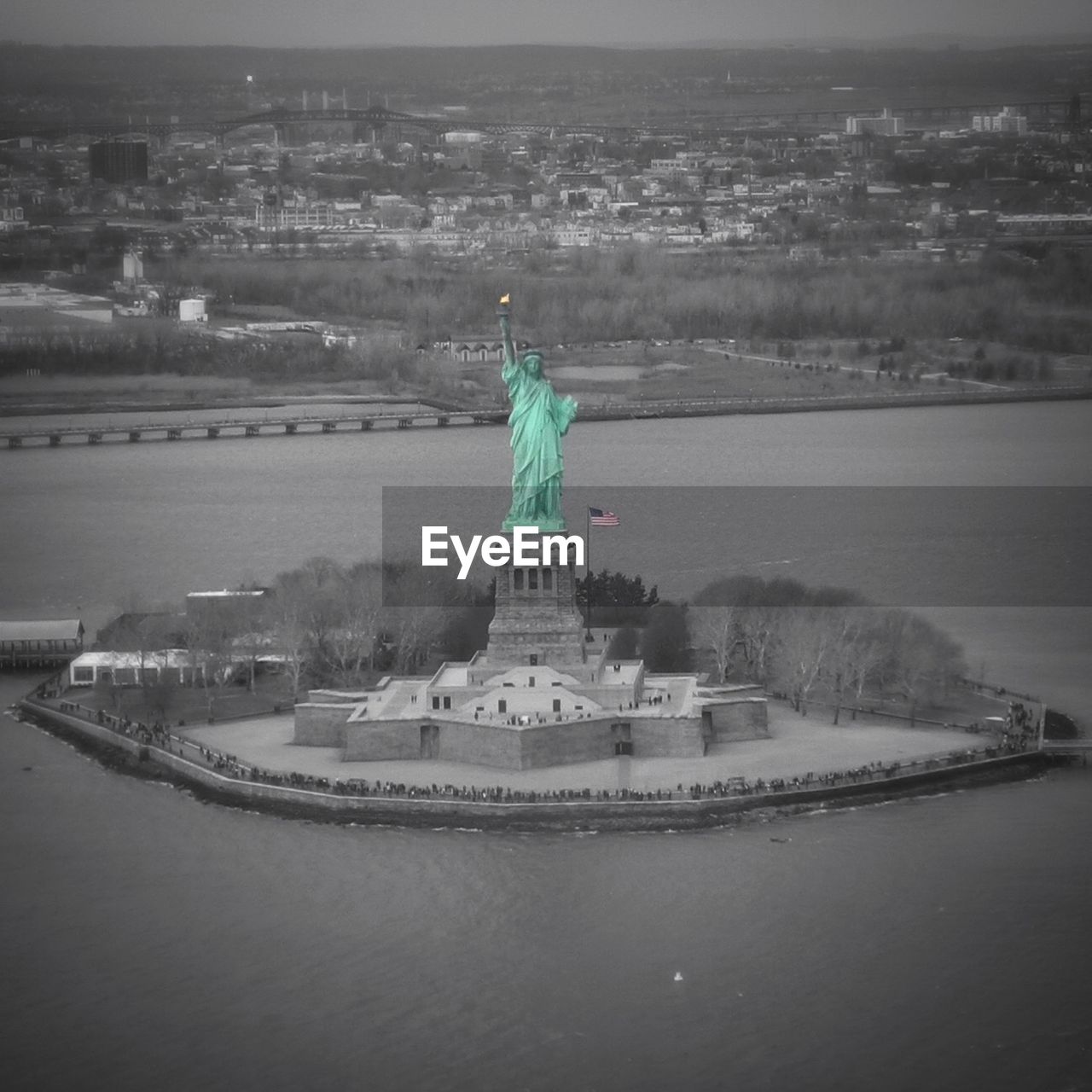 High angle view of statue of liberty