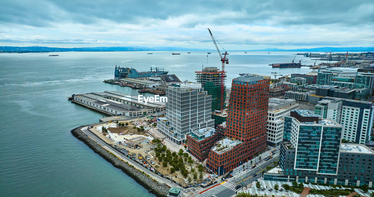 high angle view of buildings in city