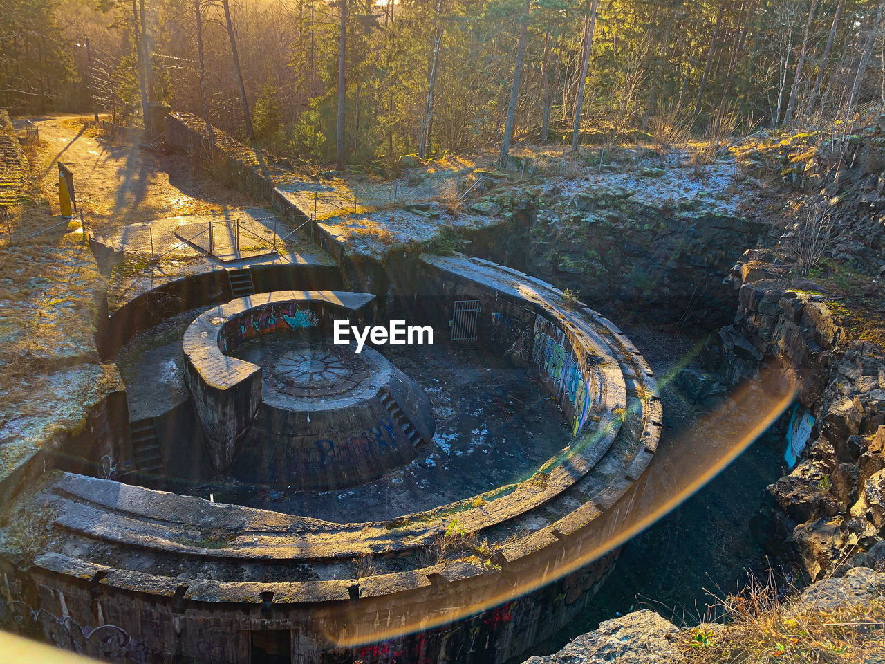 High angle view of ww2 bunker