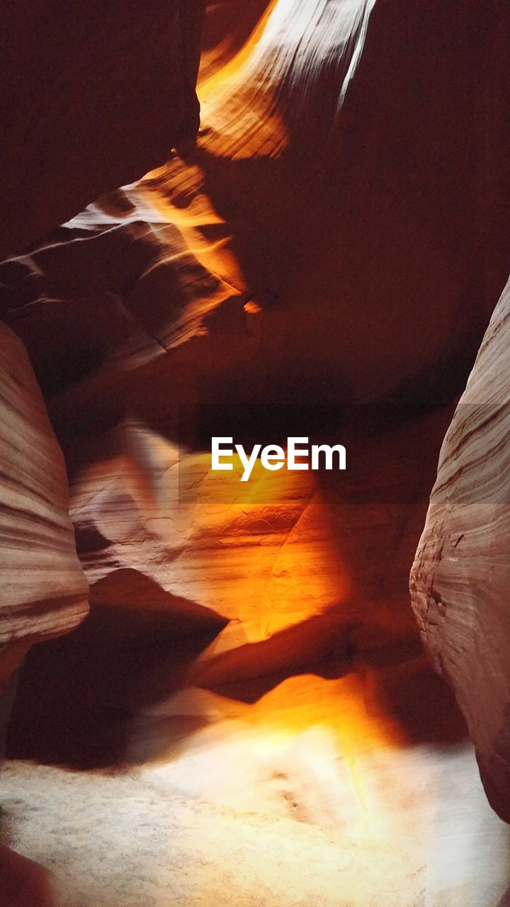 Low angle view of rock formations at antelope canyon