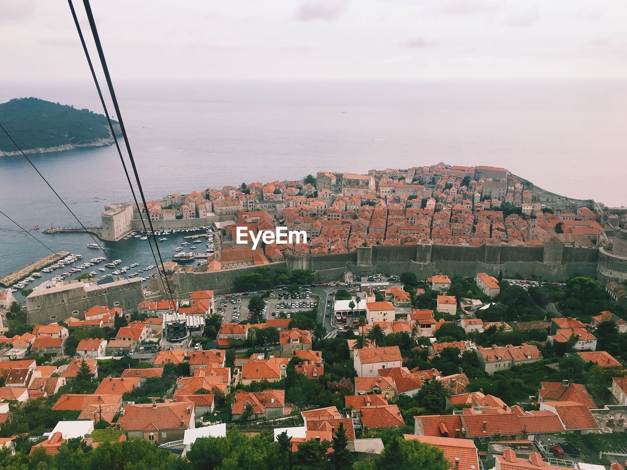 High angle view of sea against sky