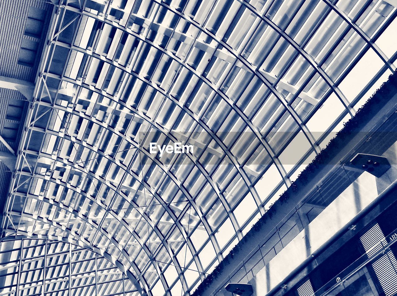 Low-angle view of glass ceiling