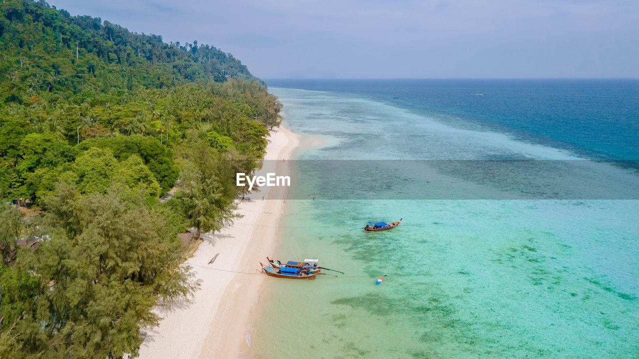 high angle view of people at beach