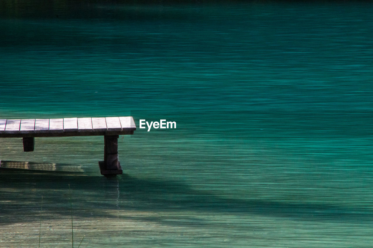 High angle view of pier over lake