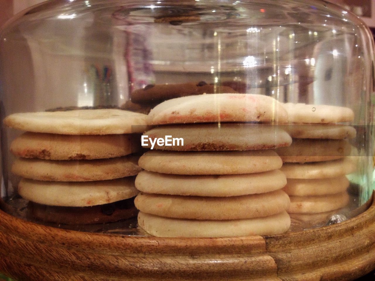 Stack of cookies in glass jar