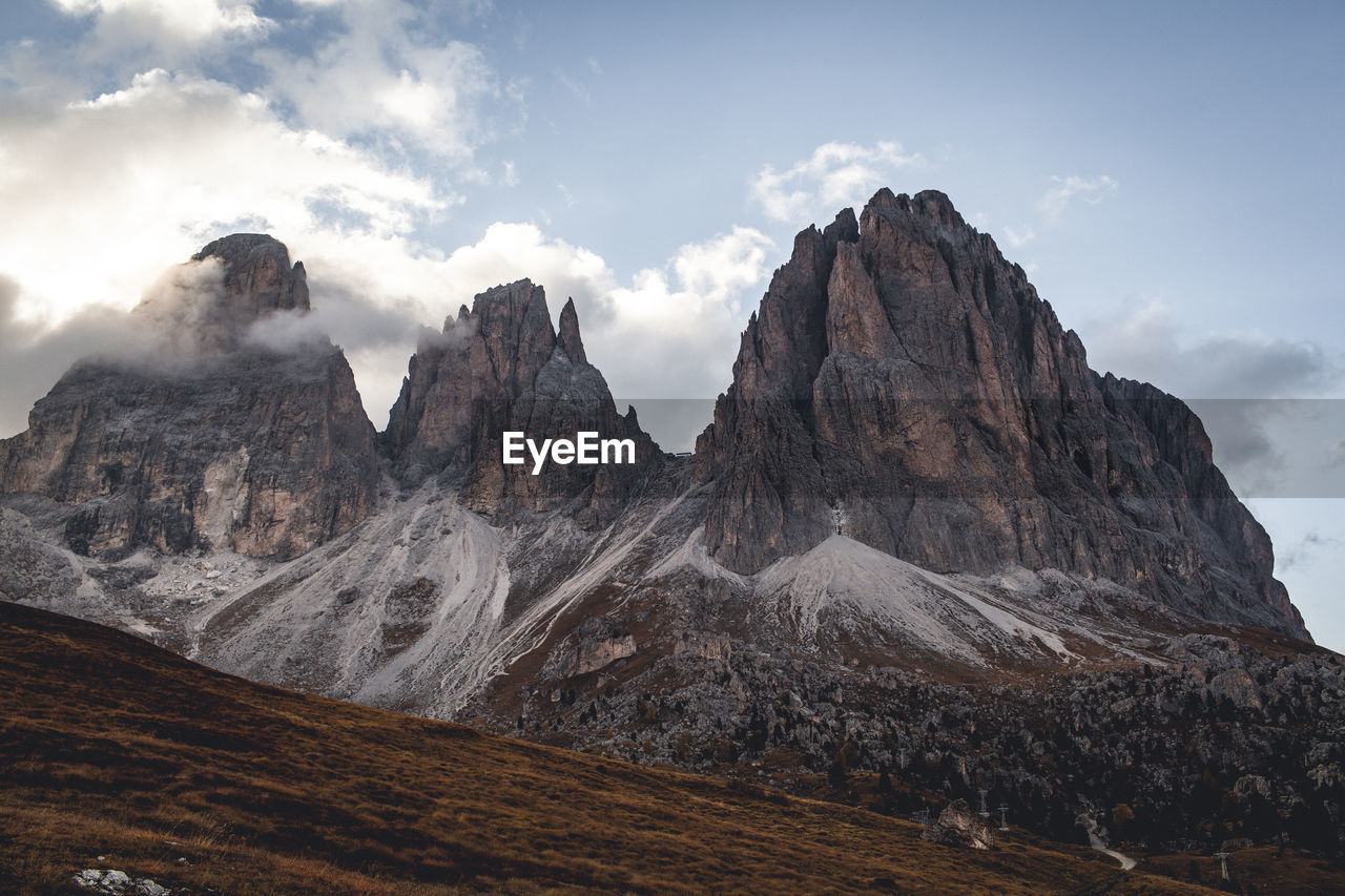 Scenic view of rocky mountains against sky