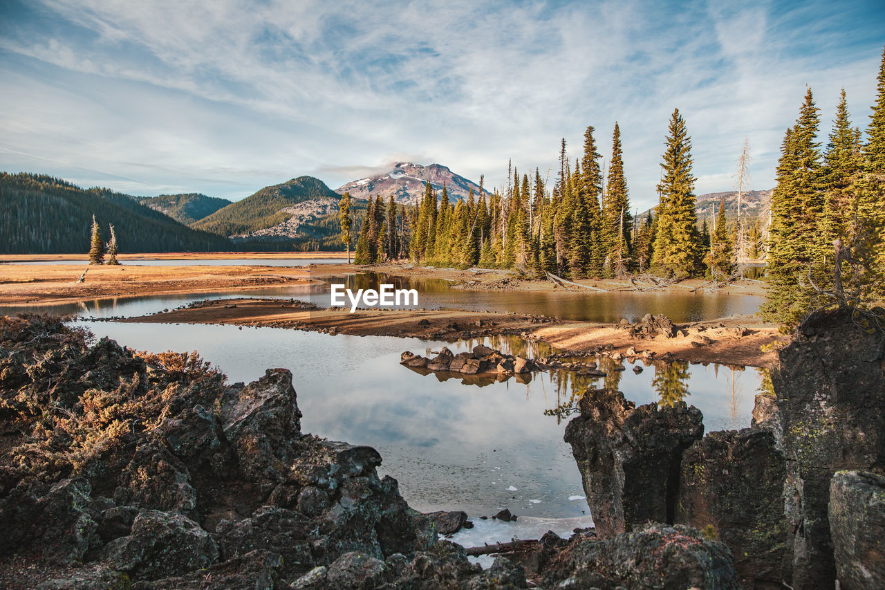 Scenic view of lake against sky