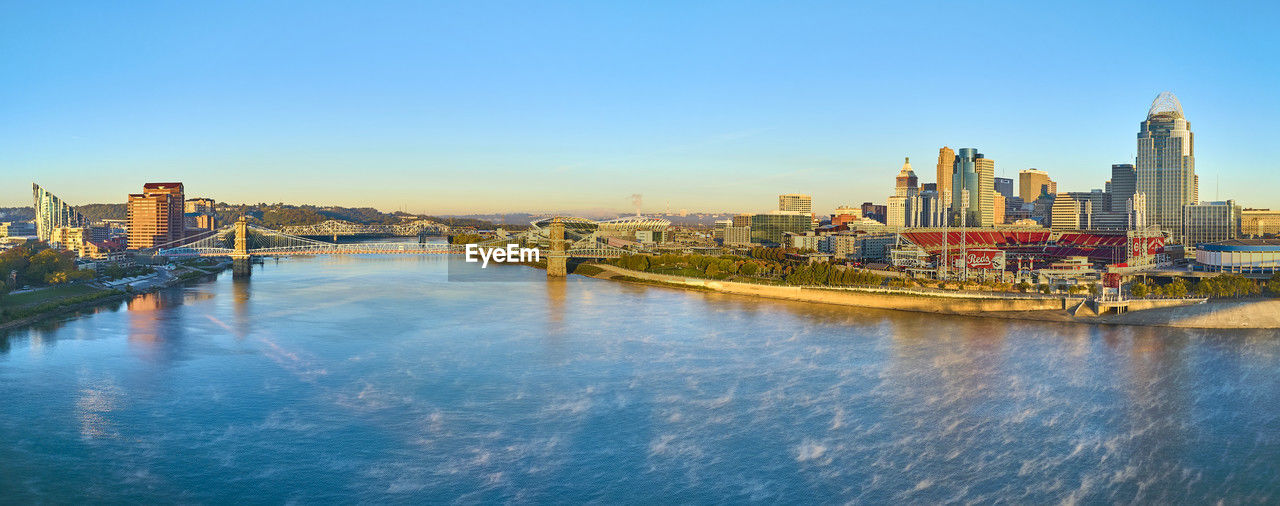 high angle view of city at waterfront