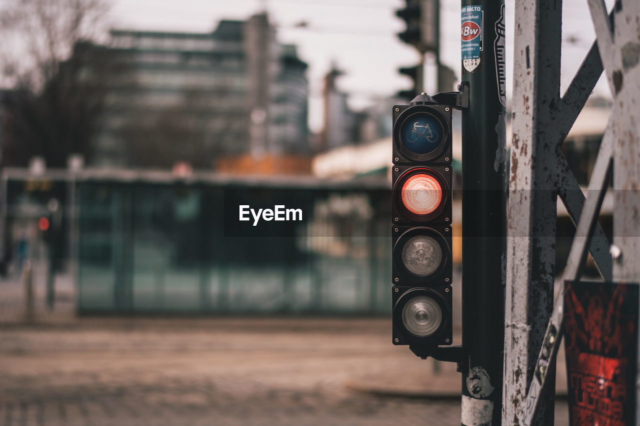 Close-up of illuminated road signal