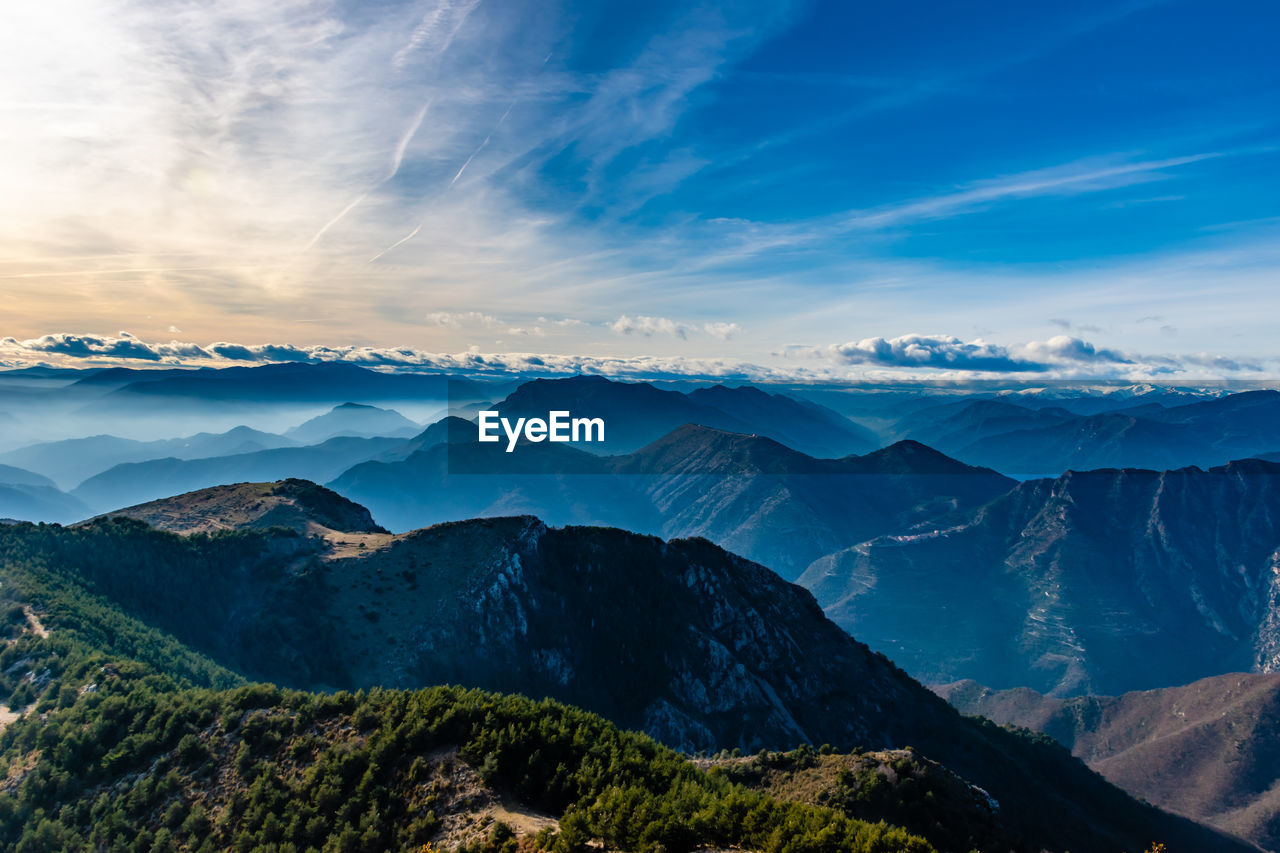 Scenic view of mountains against sky