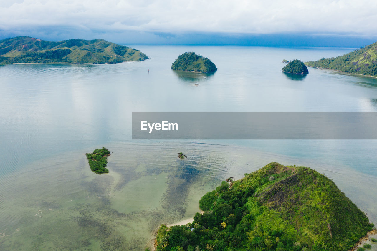 Aerial view of islands along west sumatera shore