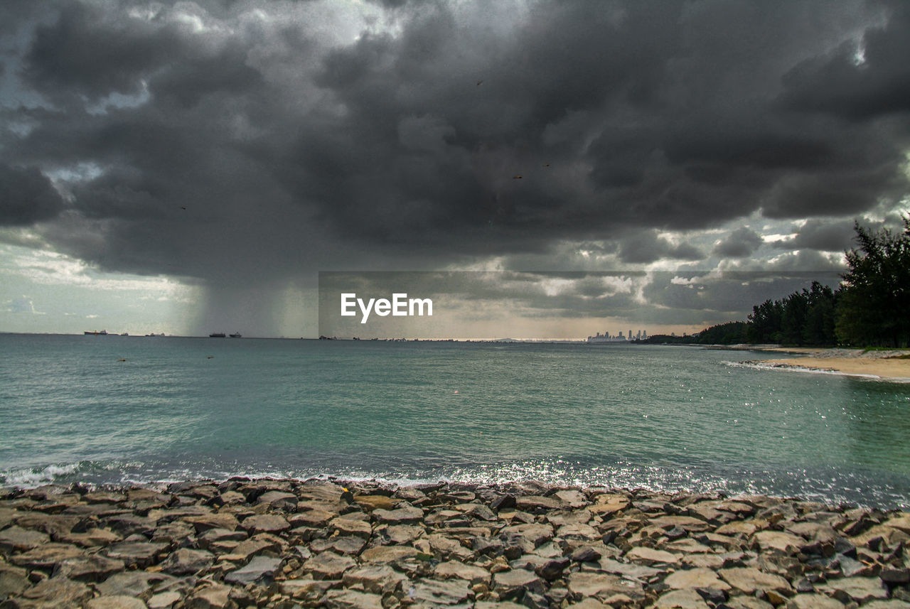 Seascape against storm clouds