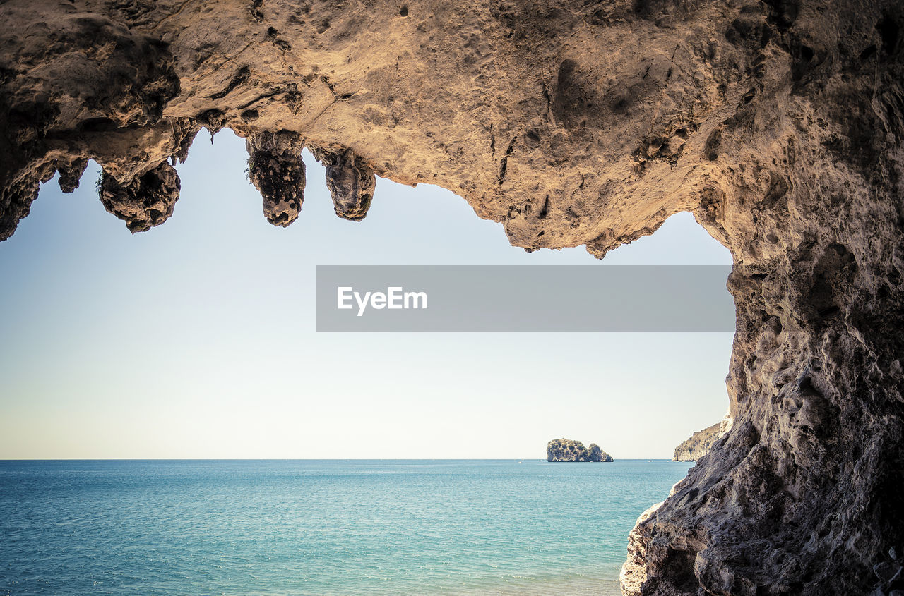 Scenic view of sea against clear sky