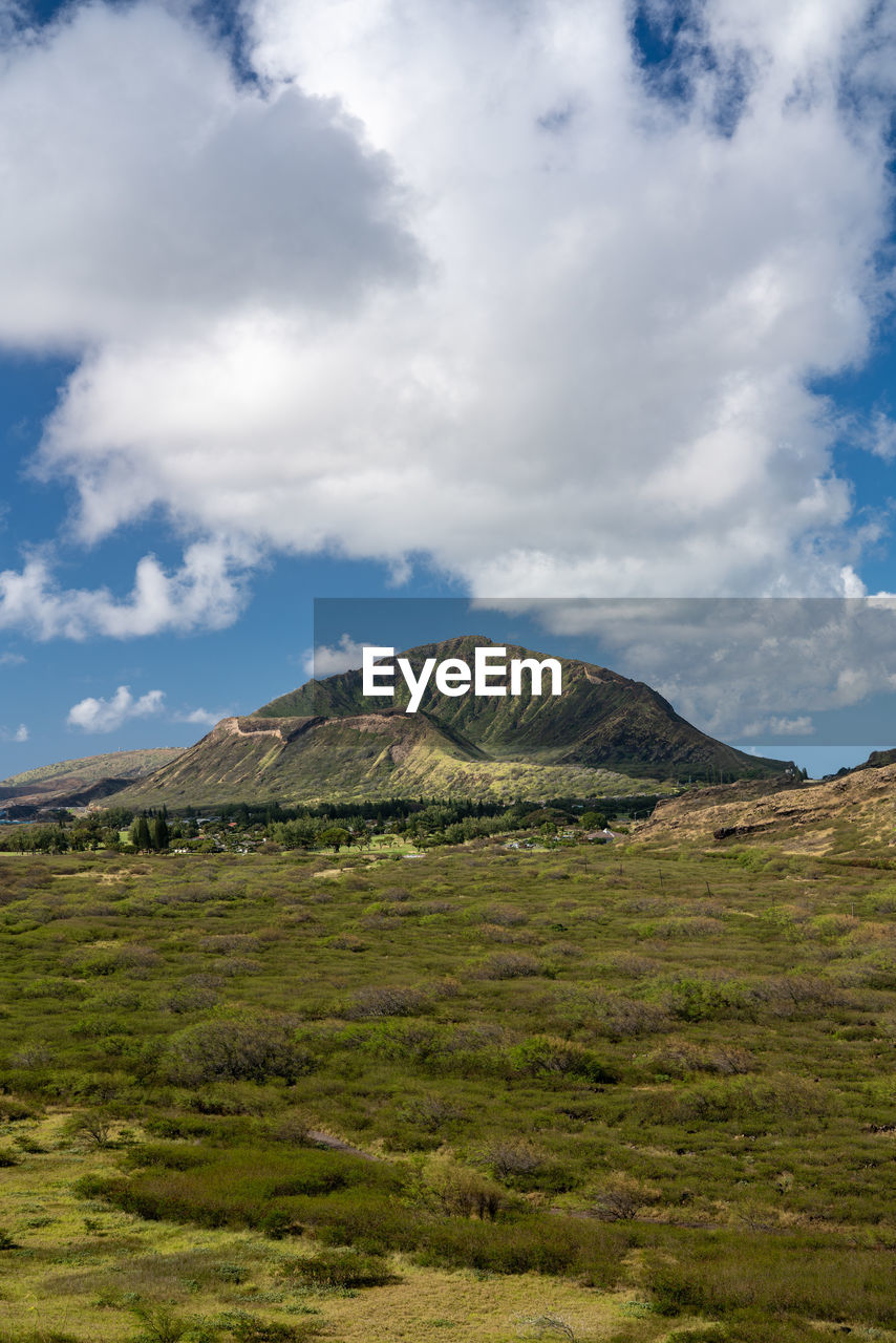 View inside the crater of the extinct volcano called koko head on oahu in hawaii